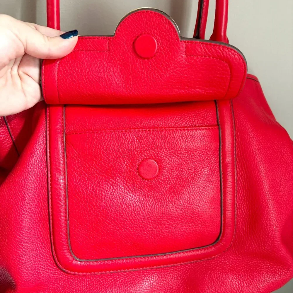 Tory Burch 4-way Amanda Classic Handle Hobo in New Carnival Red Pebbled Leather